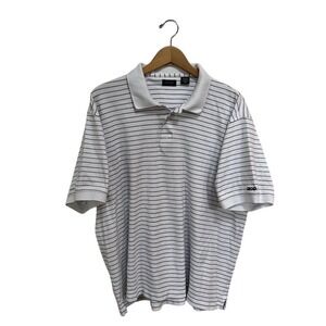 IZOD Men's XXL White Pinstripe Polo Shirt Short Sleeve Classic Fit‎